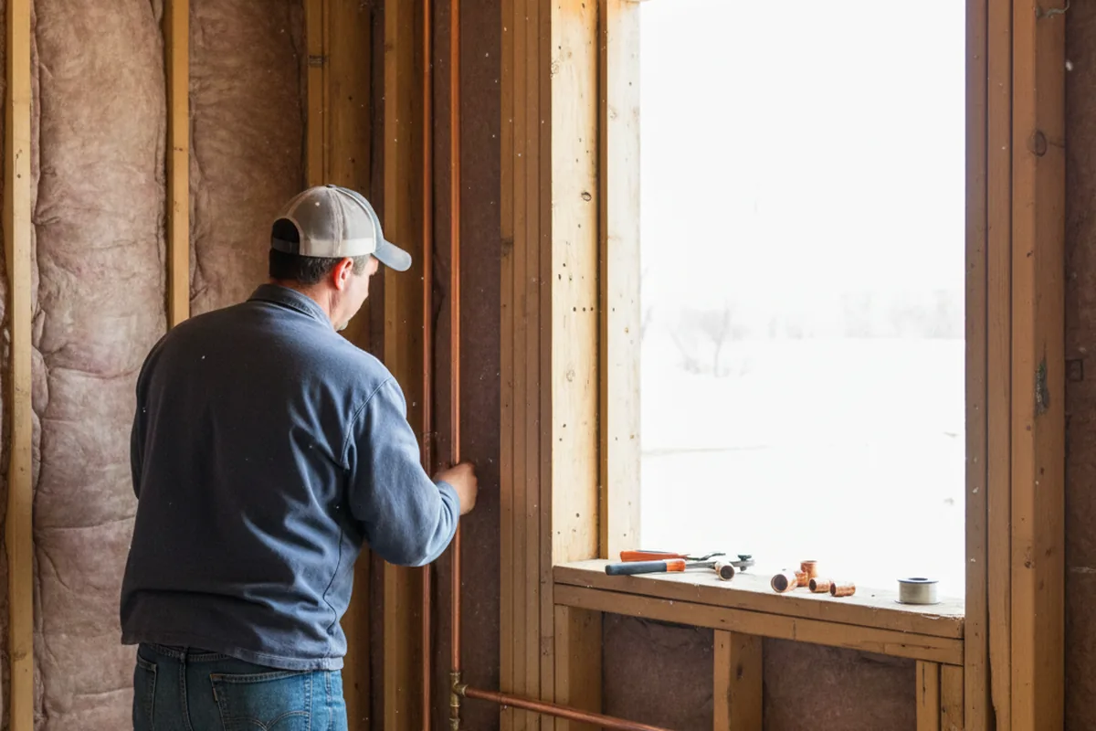 Licensed plumber running new copper supply lines in a Wind Gap home
