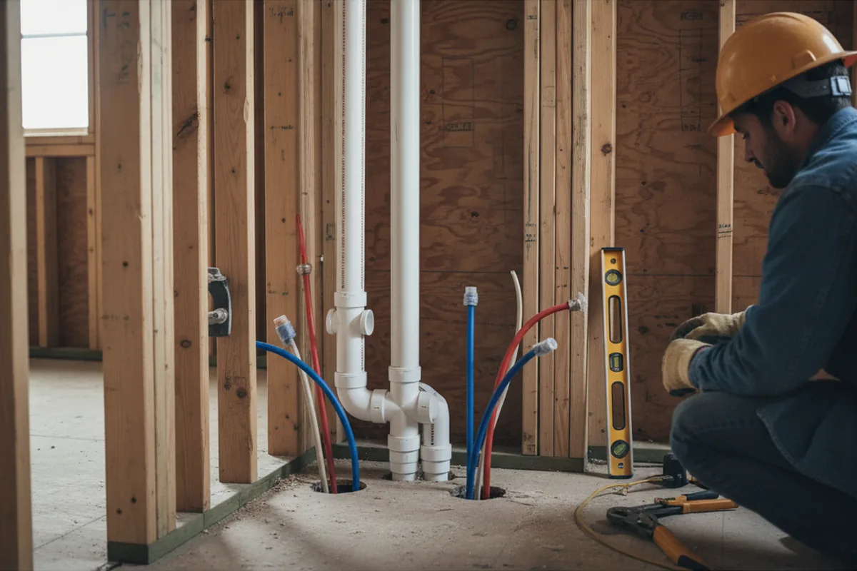 Drain and supply rough-in during Leak Detection in Wind Gap