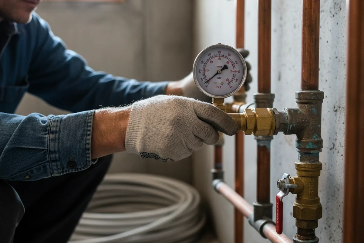 Pressure testing a repaired line during Water Line Repair in Wind Gap
